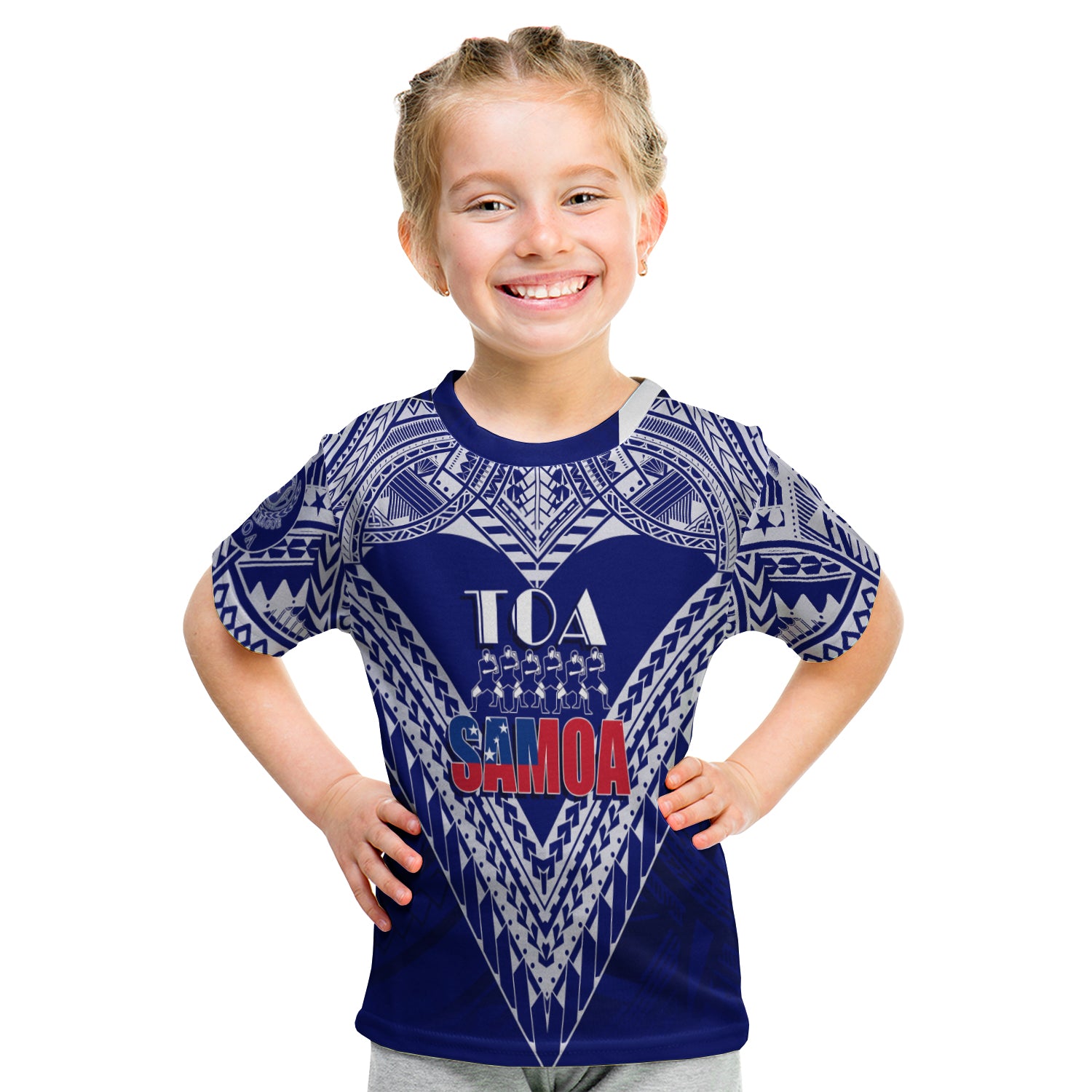 (Customize Personalize) Toa Samoa Rls Warriors Siva Tau Kid T Shirt LT7 - Polynesian Pride