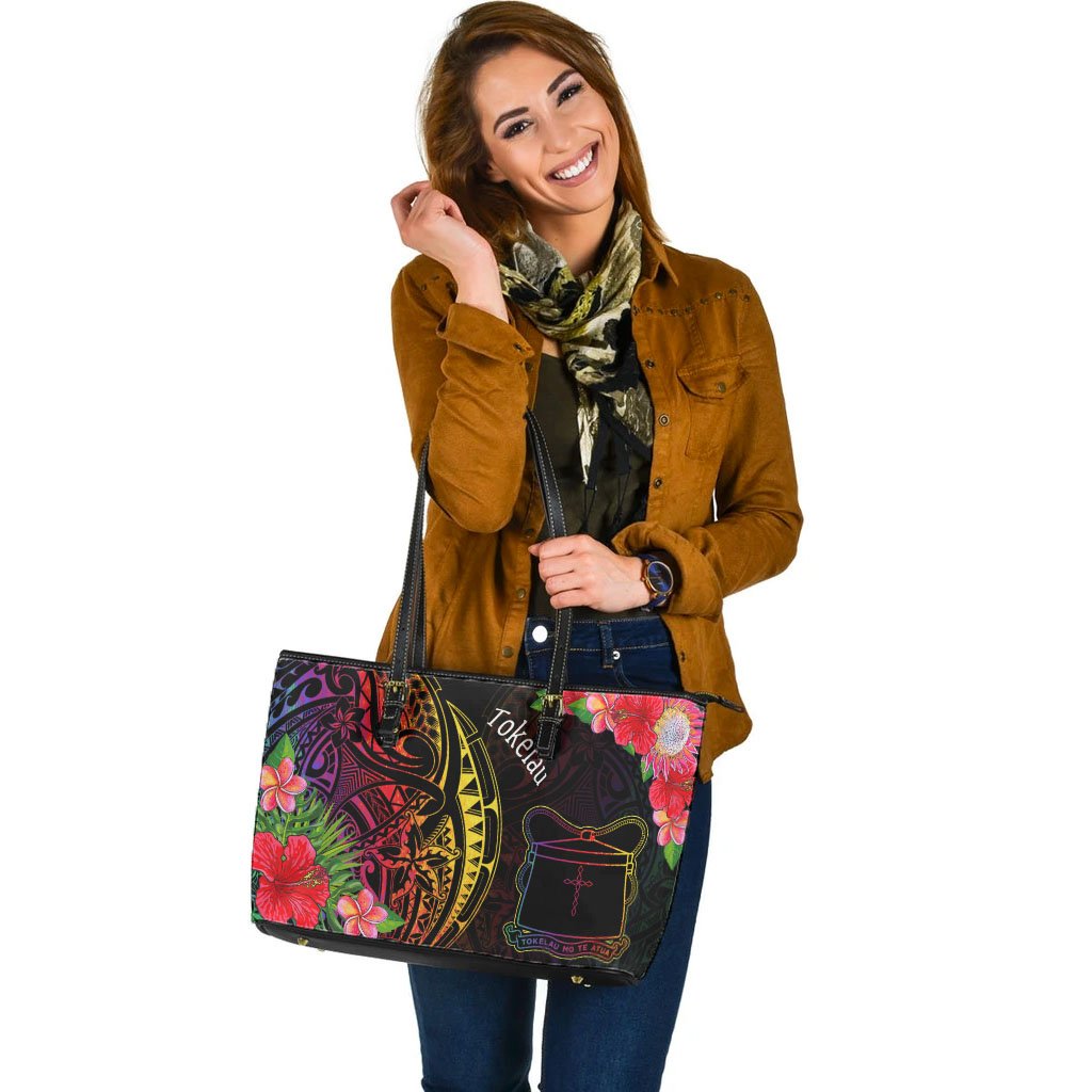 Tokelau Leather Tote - Tropical Hippie Style - Polynesian Pride