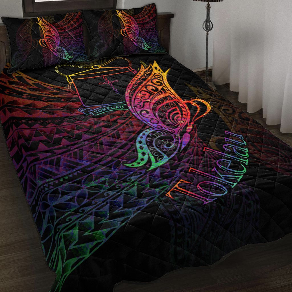 Tokelau Quilt Bed Set - Butterfly Polynesian Style Black - Polynesian Pride