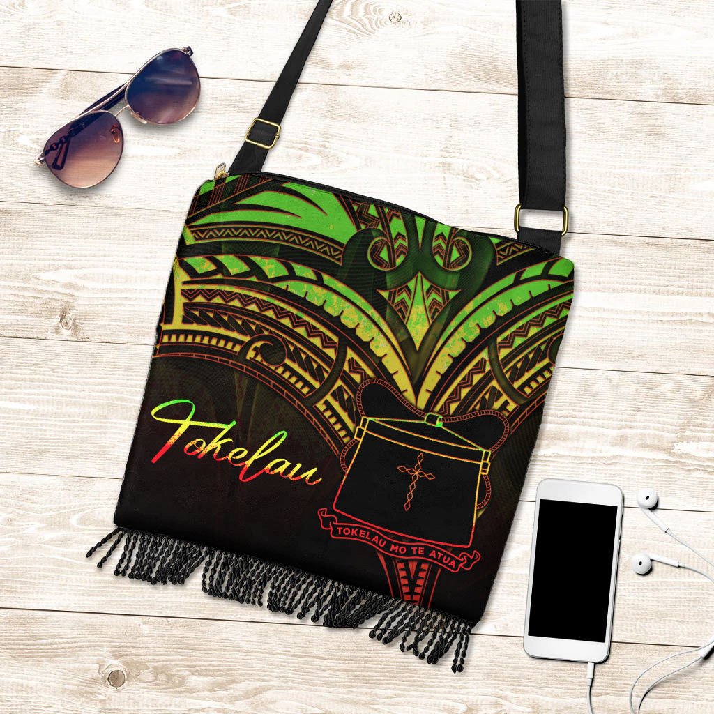 Tokelau Boho Handbag - Reggae Color Cross Style One Size Boho Handbag Black - Polynesian Pride