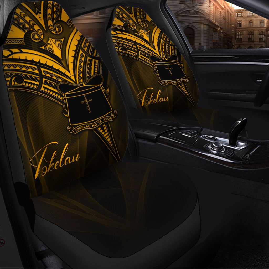 Tokelau Car Seat Cover - Gold Color Cross Style Universal Fit Black - Polynesian Pride