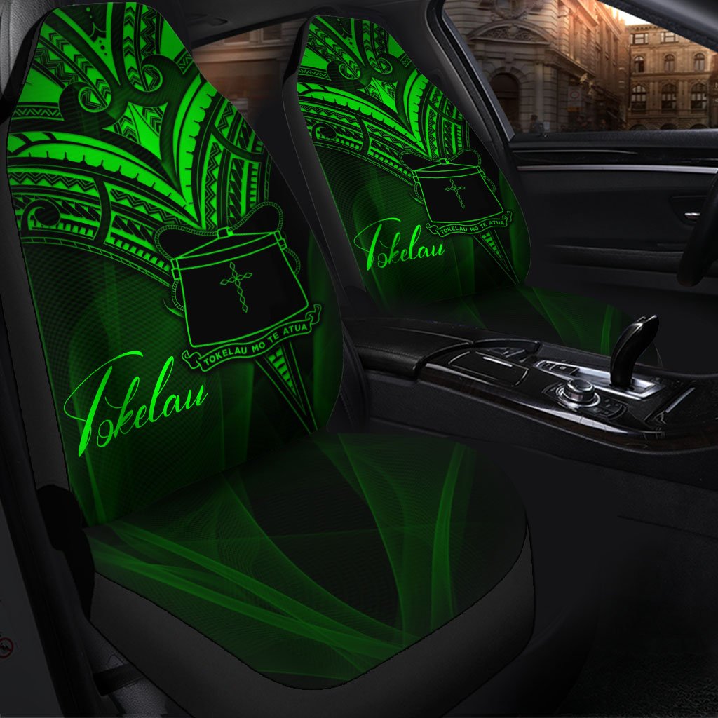 Tokelau Car Seat Cover - Green Color Cross Style Universal Fit Black - Polynesian Pride