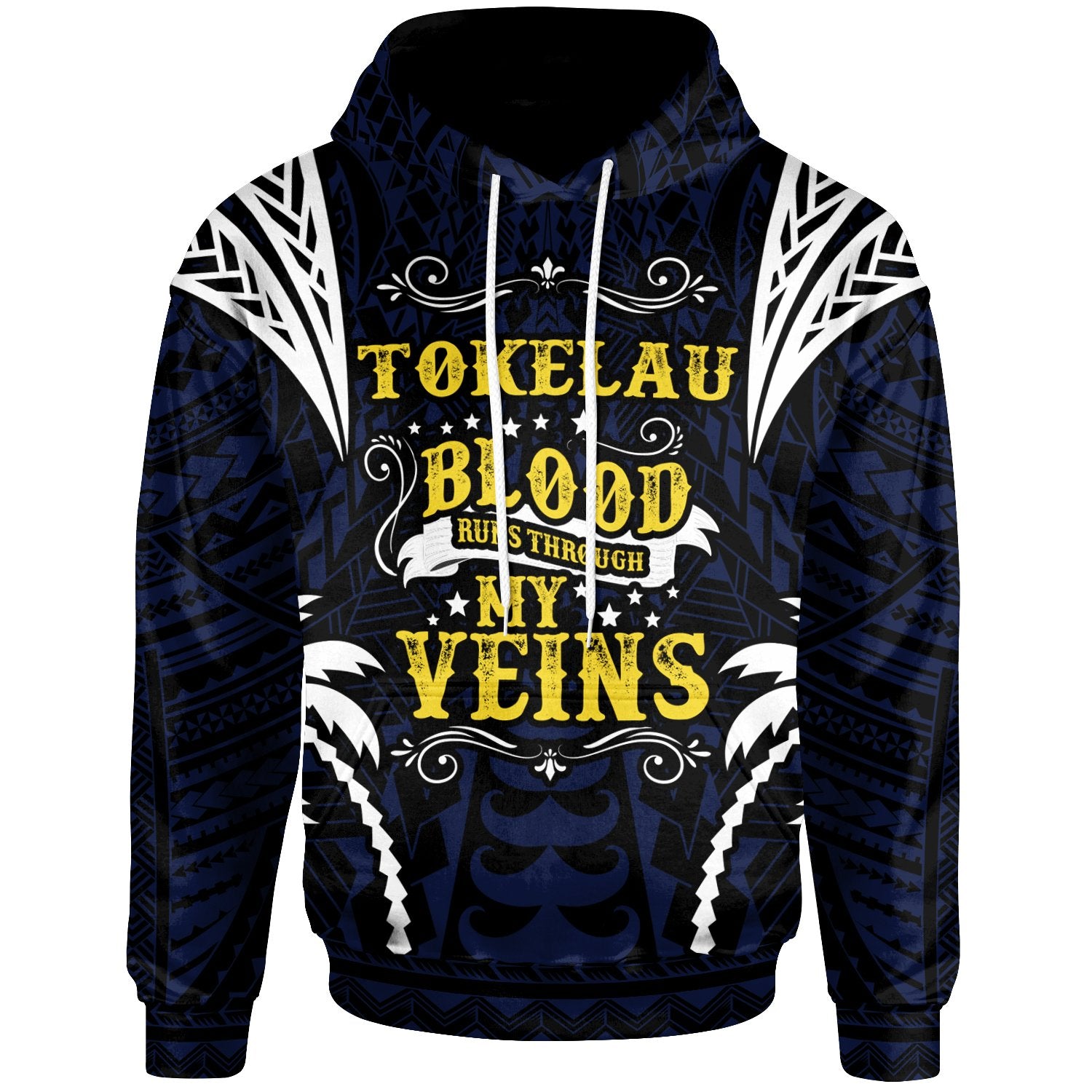 Tokelau Hoodie Blood Runs Through My Veins Style Flag Unisex Blue - Polynesian Pride