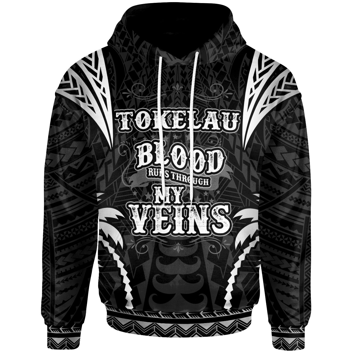 Tokelau Hoodie Blood Runs Through My Veins Style Black Unisex Black - Polynesian Pride