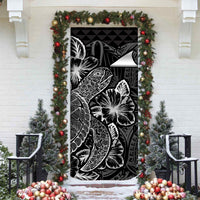Tokelau Door Cover Turtle Hibiscus Black - Polynesian Pride