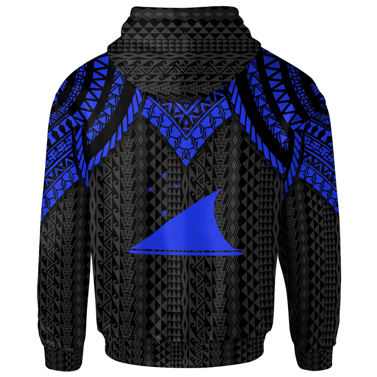Tokelau Custom Zip up Hoodie Polynesian Armor Style Blue - Polynesian Pride