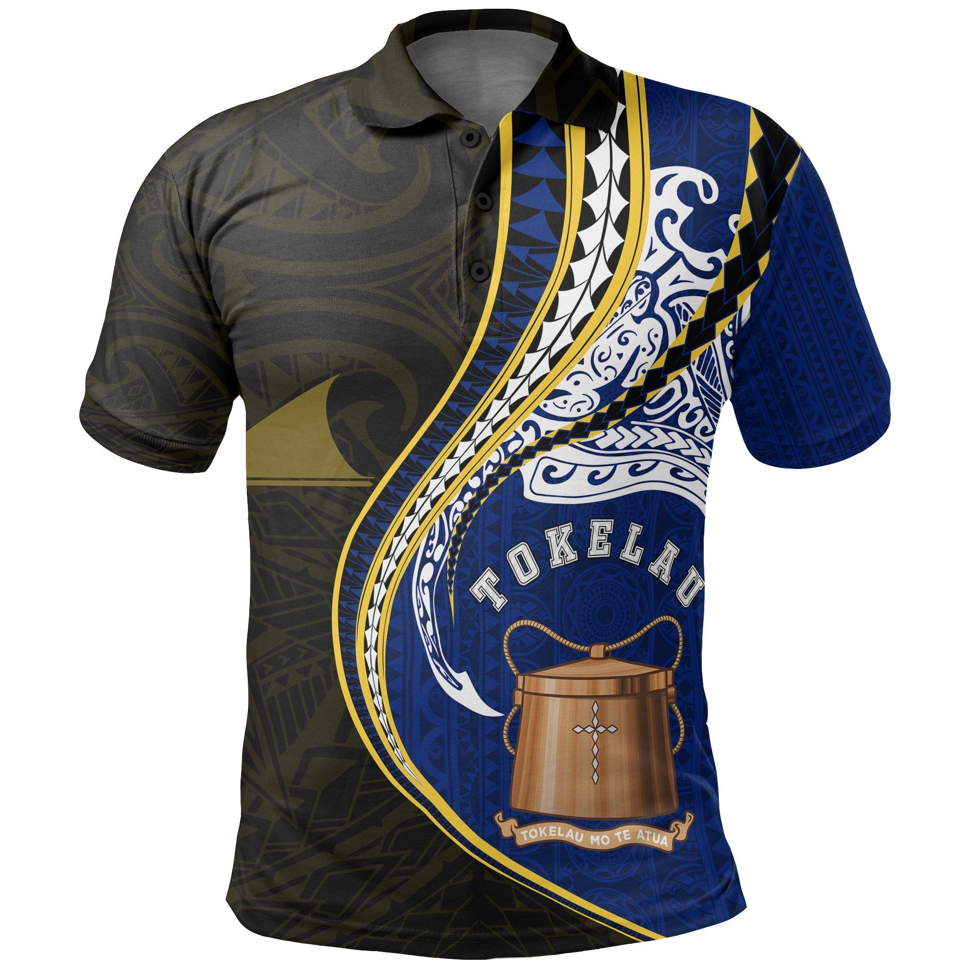 Tokelau Polo T Shirt Tokelau Flag Coat Of Arms Kanaloa Tatau Gen TK K7 Unisex Black - Polynesian Pride