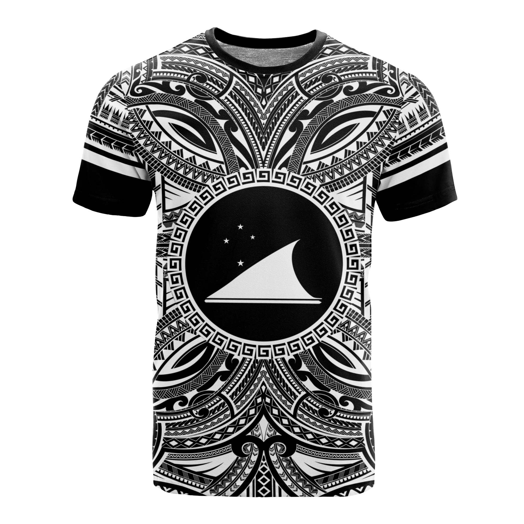 Tokelau T Shirt Tokelau Coat of Arms Polynesian White Black Unisex Black - Polynesian Pride
