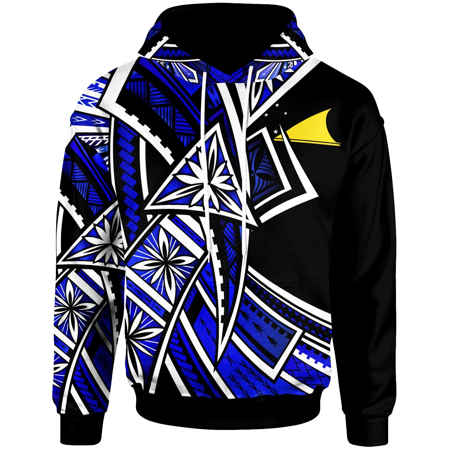 Tokelau Hoodie Tribal Flower Special Pattern Blue Color Unisex Blue - Polynesian Pride