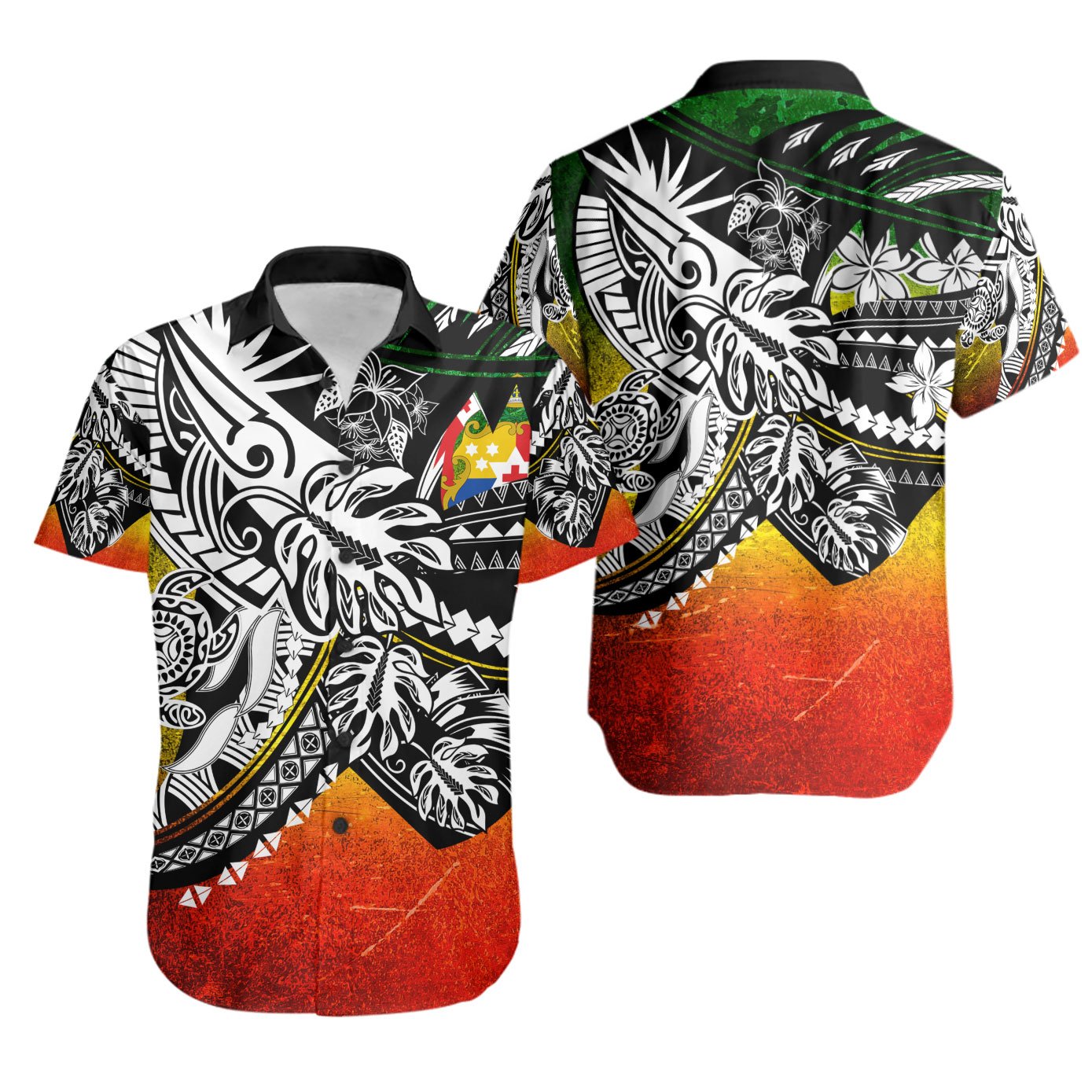Tonga Shirt - Tribal Jungle Pattern Reggae Color Unisex Reggae - Polynesian Pride