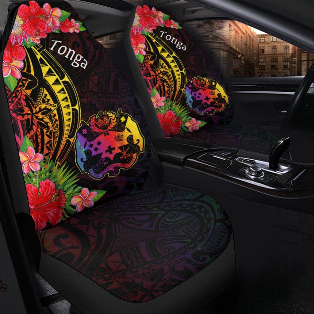 Tonga Car Seat Cover - Tropical Hippie Style Universal Fit Black - Polynesian Pride