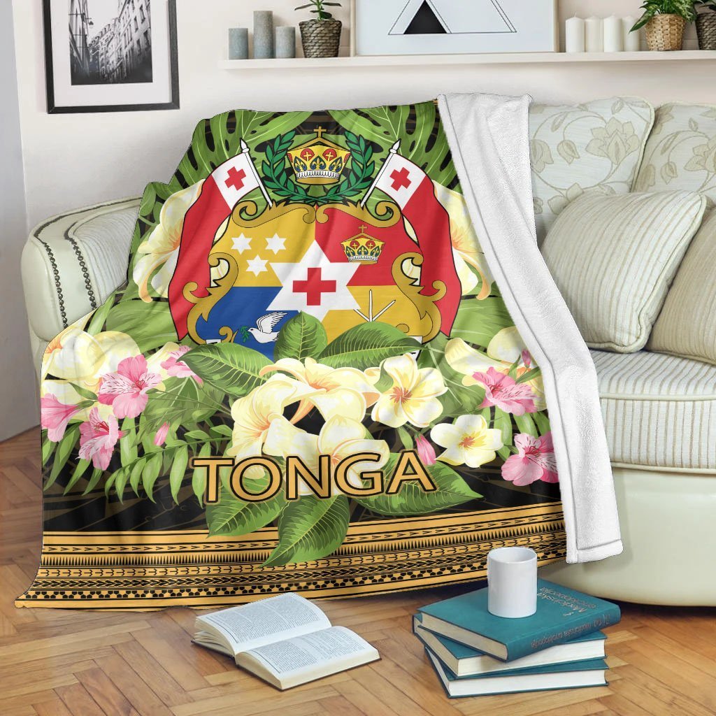 Tonga Premium Blanket - Polynesian Gold Patterns Collection White - Polynesian Pride