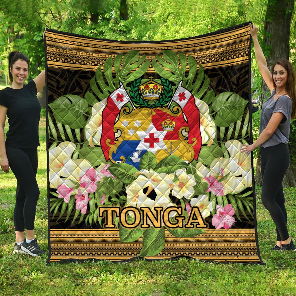 Tonga Premium Quilt - Polynesian Gold Patterns Collection Black - Polynesian Pride