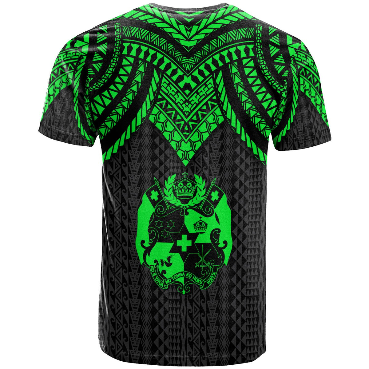 Tonga T Shirt Polynesian Armor Style Green - Polynesian Pride