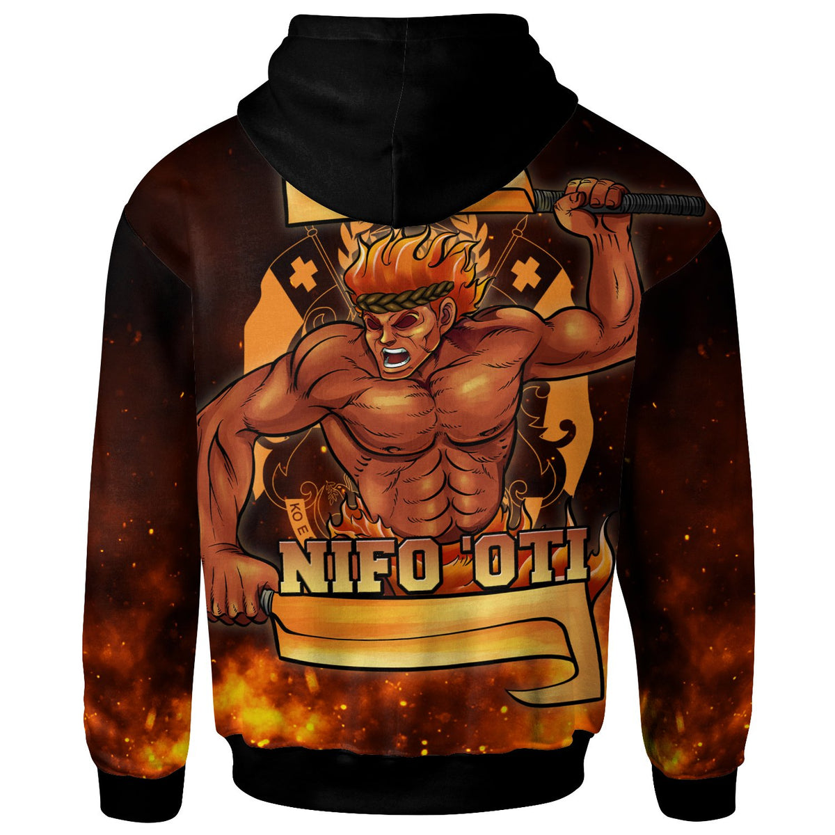 Tonga Zip up Hoodie The Fire Knife Dance - Polynesian Pride