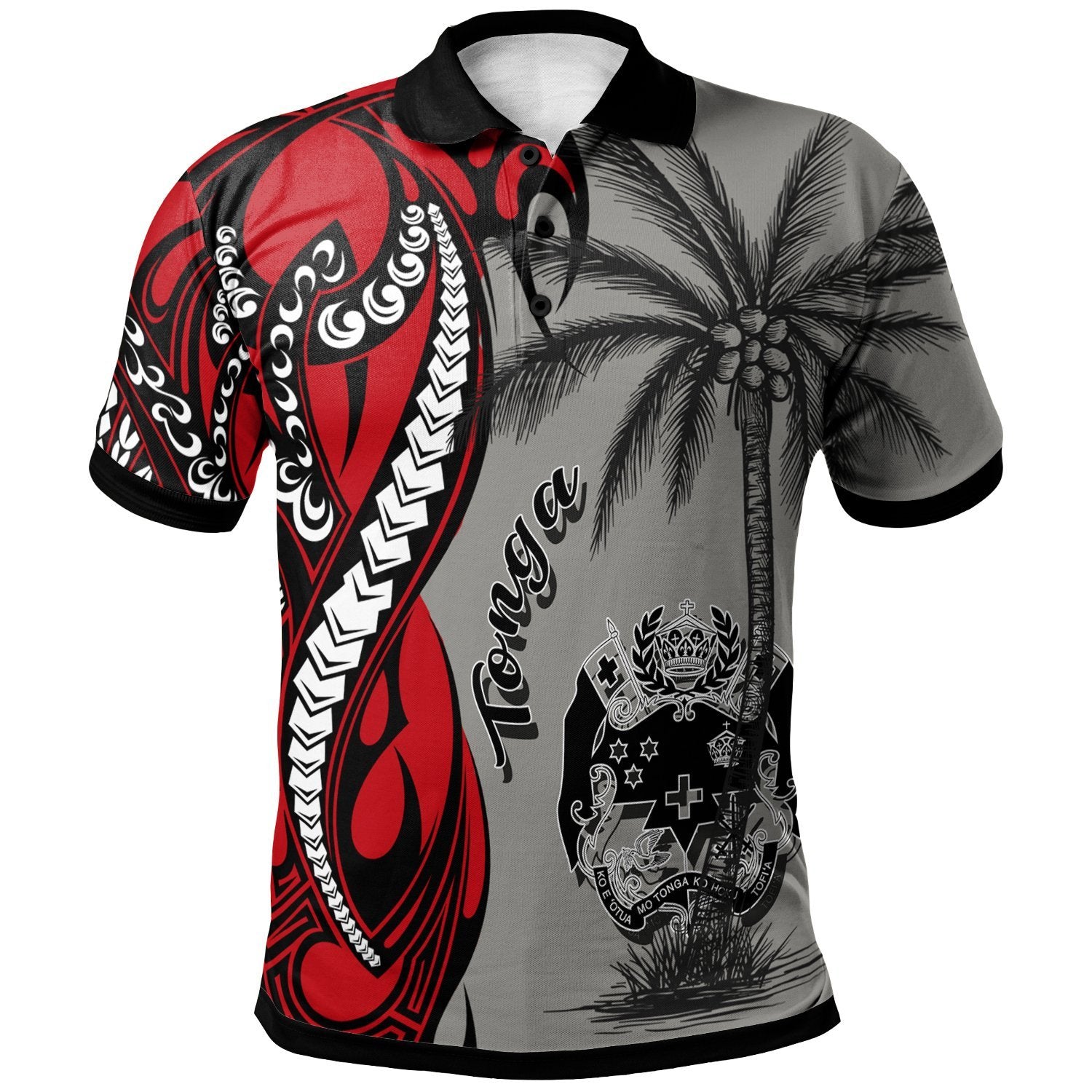 Tonga Polo Shirt Classical Coconut Tree Unisex Gray - Polynesian Pride