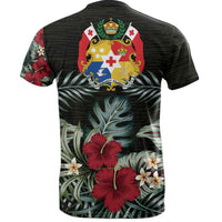 Tonga T Shirt Tonga Coat of Arms Hibiscus Palm Leaves - Polynesian Pride