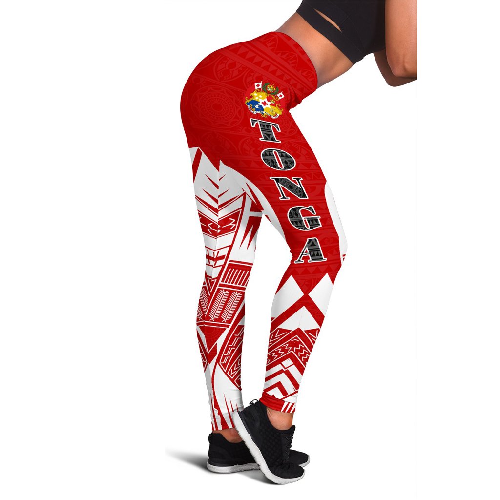 Tonga Polynesian Leggings - Polynesian Tattoo Flag Version White - Polynesian Pride