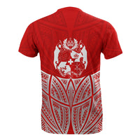 Tonga Polynesian Custom T Shirt Red Pride Map and Seal - Polynesian Pride
