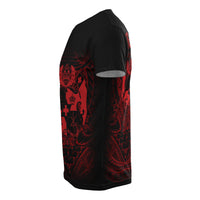 Tonga All Over T Shirt Tongan Coat of Arms Polynesian Red Tribal Pattern - Polynesian Pride