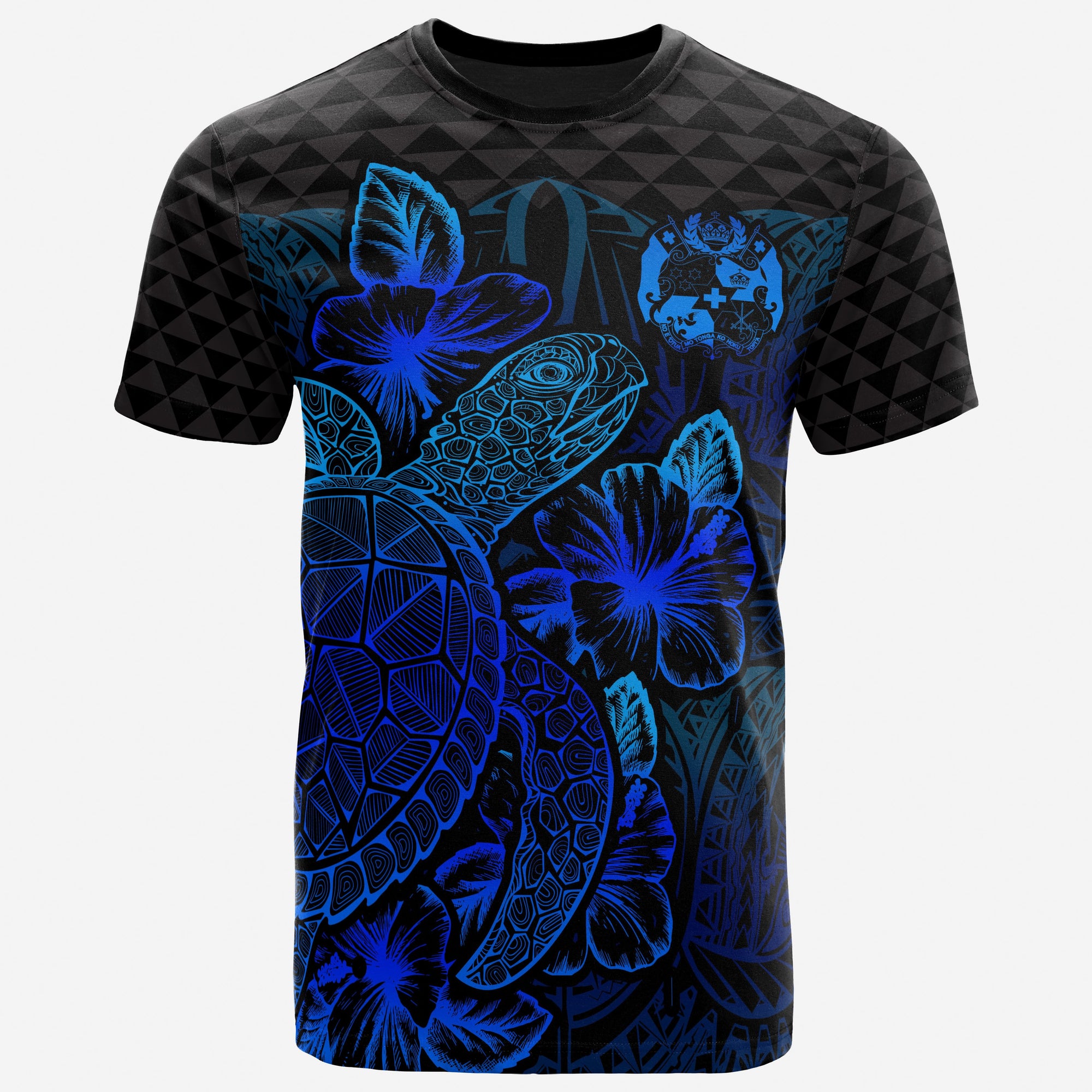 Tonga T Shirt Tonga Coat of Arms Turtle Hibiscus Blue Unisex Blue - Polynesian Pride