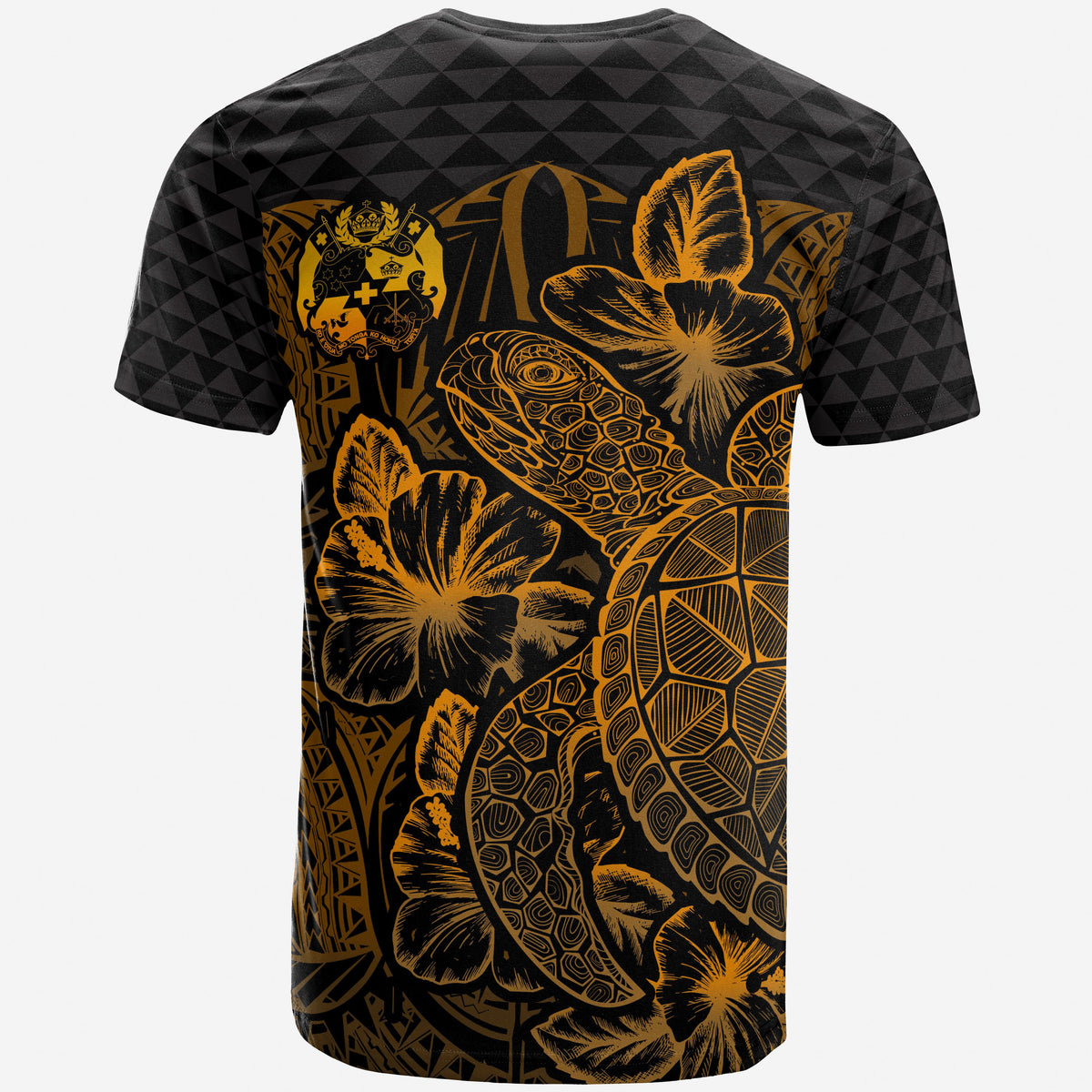 Tonga T Shirt Tonga Coat of Arms Turtle Hibiscus Gold - Polynesian Pride