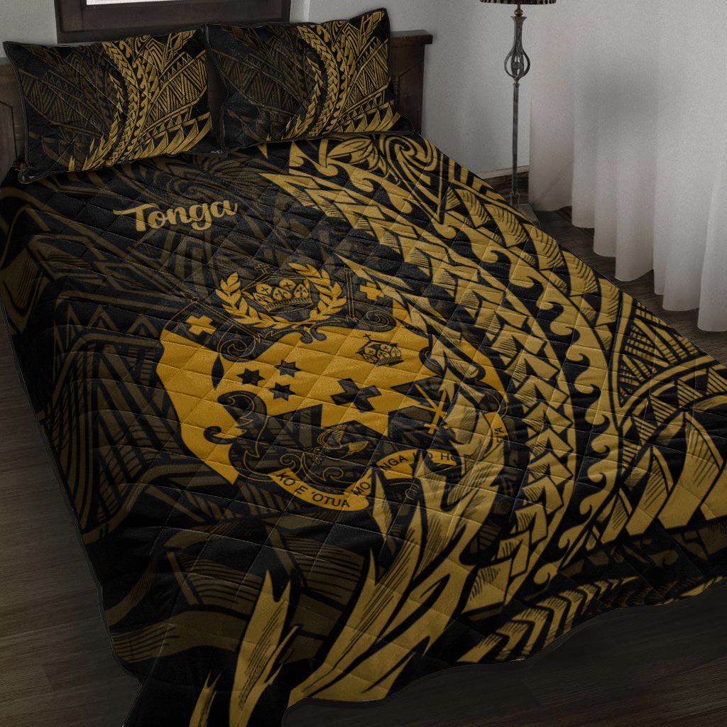 Tonga Quilt Bed Set - Wings Style Black - Polynesian Pride