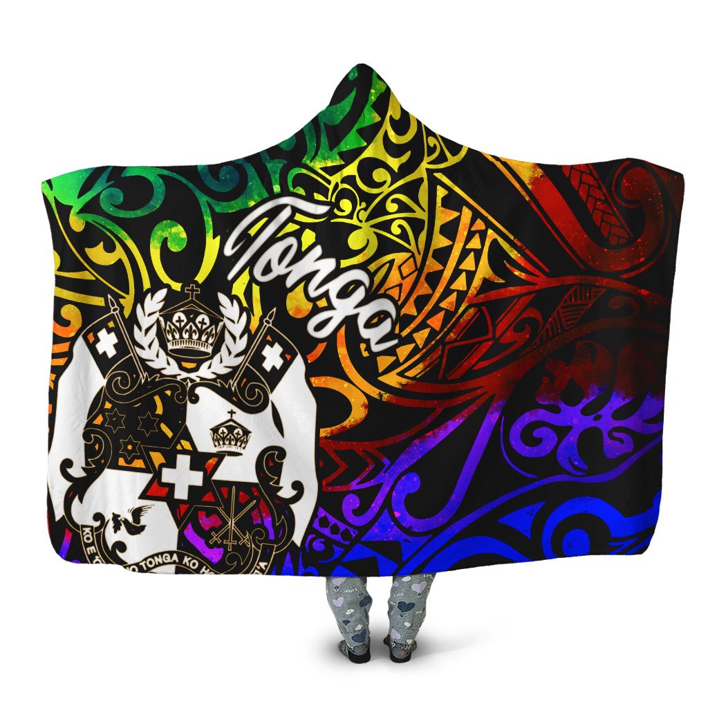 Tonga Hooded Blanket - Rainbow Polynesian Pattern Hooded Blanket Rainbow - Polynesian Pride
