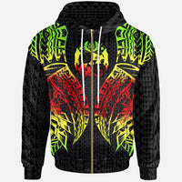 Tonga Zip up Hoodie Polynesian Lion Head Reggae Style Unisex Reggae - Polynesian Pride