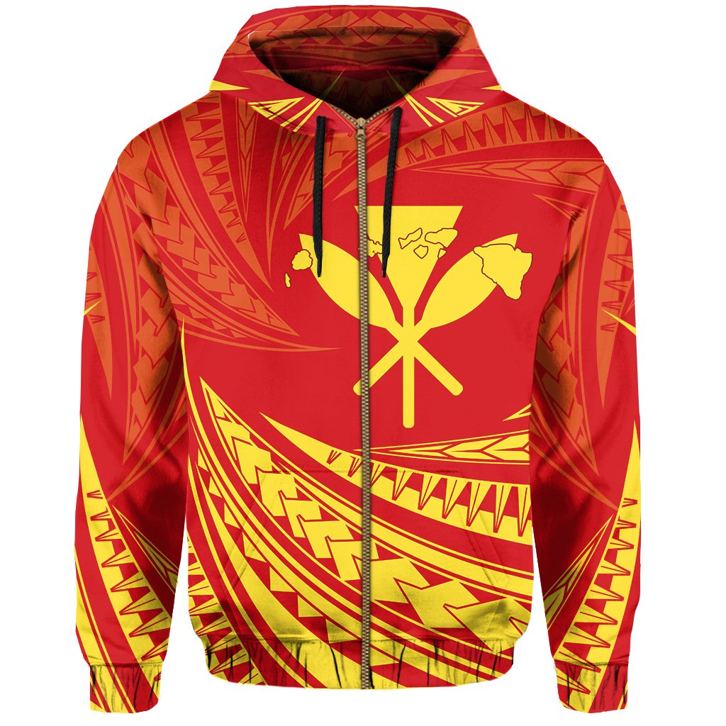 Kanaka Mauna Kea Polynesian Zipper Hoodie Tornado Style - Polynesian Pride