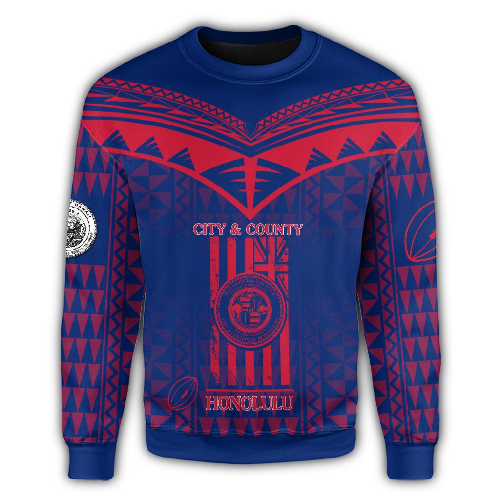 (Personalized) Hawaiian Hawaii Polynesian Coat Of Arms Sweatshirt Ver2 - Tribal Style - AH - Polynesian Pride