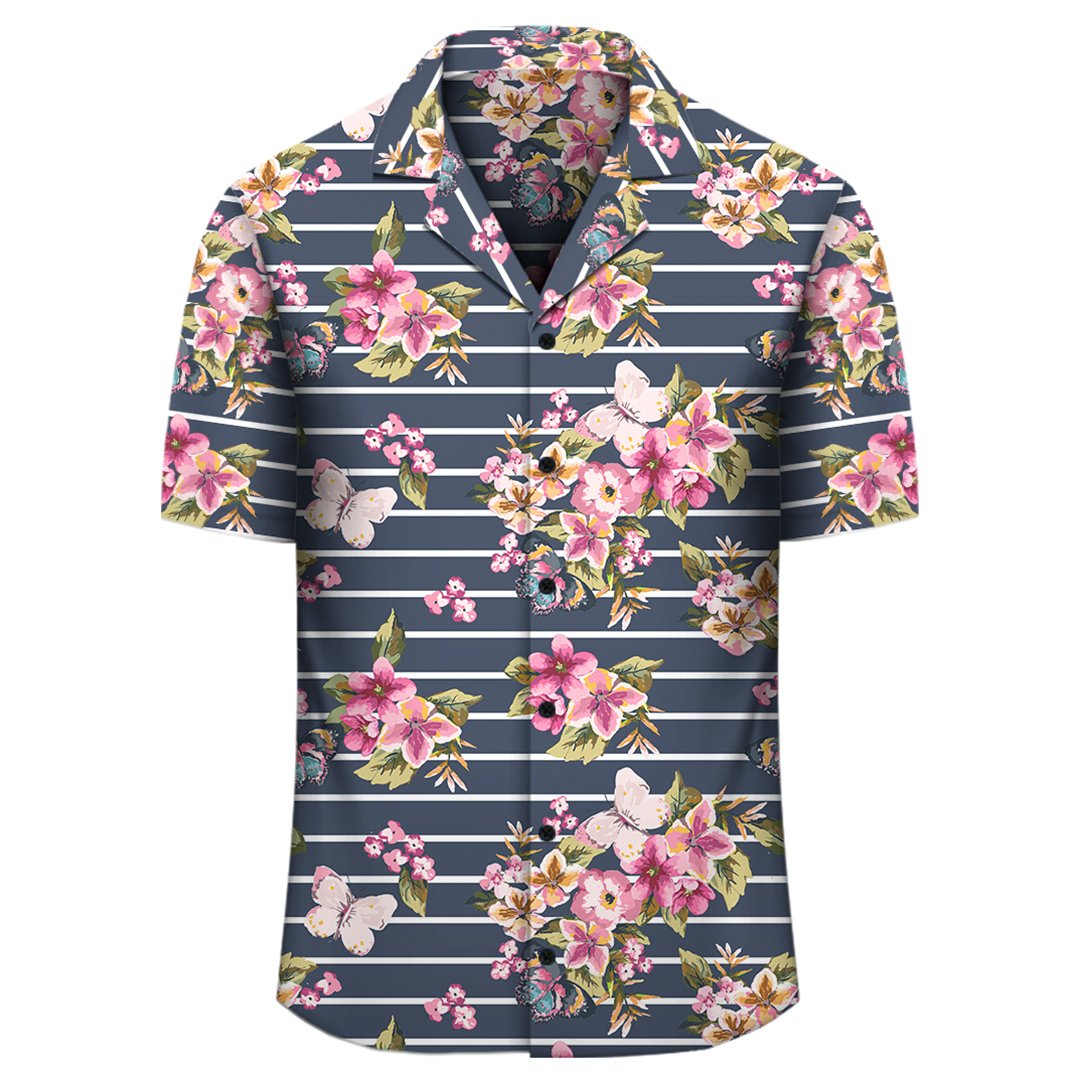 Tropical Butterfly Pink Hawaiian Shirt - Polynesian Pride