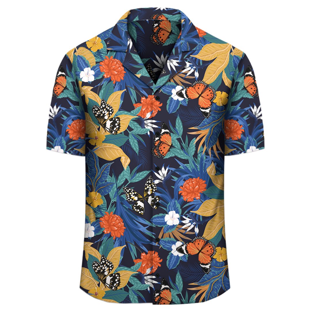 Tropical Buttterfly And Flower Hawaiian Shirt - Polynesian Pride