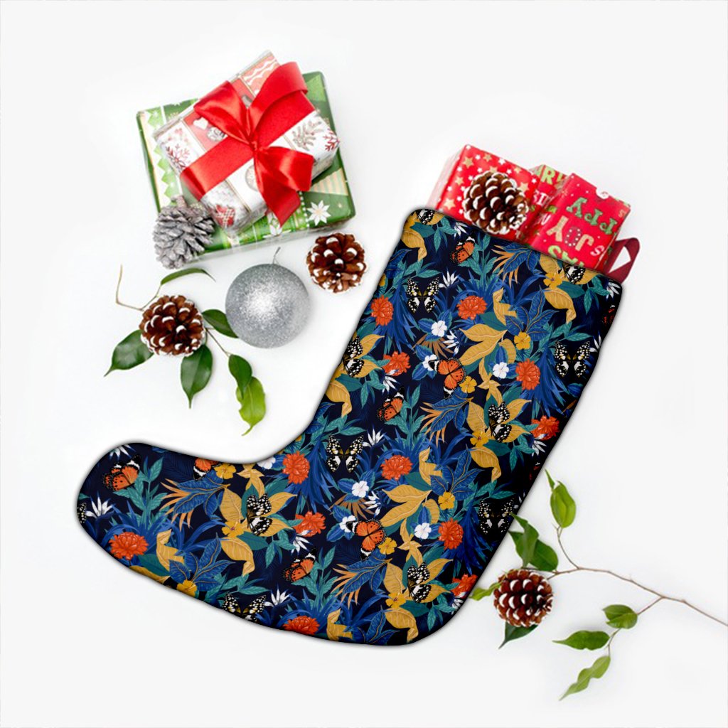 Tropical Buttterfly And Flower Christmas Stocking - Polynesian Pride