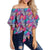 Tropical Exotic Leaves And Flowers On Geometrical Ornament. Women's Off Shoulder Wrap Waist Top - AH - Polynesian Pride