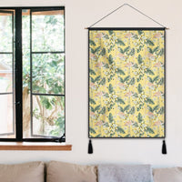 Tropical Flamingo Yellow Hanging Poster - AH Hanging Poster 50 x 75 cm Cotton And Linen - Polynesian Pride