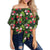 Tropical Flower Mix Women's Off Shoulder Wrap Waist Top - AH - Polynesian Pride