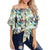 Tropical Flower, Plant And Leaf Pattern Women's Off Shoulder Wrap Waist Top - AH - Polynesian Pride