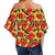 Tropical Flowers And Palm Leaves Women's Off Shoulder Wrap Waist Top - AH - Polynesian Pride