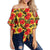 Tropical Flowers And Palm Leaves Women's Off Shoulder Wrap Waist Top - AH - Polynesian Pride