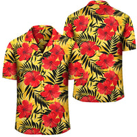 Tropical Flowers And Palm Leaves Hawaiian Shirt Unisex Black - Polynesian Pride