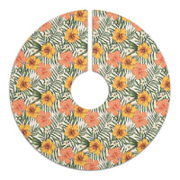 Tropical Flowers Hibiscus Pink Yellow Tree Skirt - Polynesian Pride