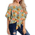 Tropical Flowers Hibiscus Pink Yellow Women's Off Shoulder Wrap Waist Top - AH - Polynesian Pride