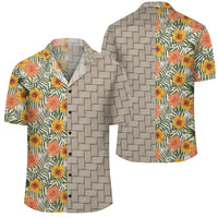Tropical Flowers Hibiscus Pink Yellow Lauhala Moiety Hawaiian Shirt Unisex Art - Polynesian Pride