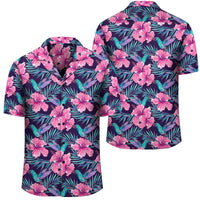 Tropical Flowers With Hummingbirds Palm Leaves Hawaiian Shirt Unisex Black - Polynesian Pride