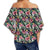 Tropical Flowers, Palm And Leaves Women's Off Shoulder Wrap Waist Top - AH - Polynesian Pride