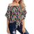 Tropical Flowers, Palm And Leaves Women's Off Shoulder Wrap Waist Top - AH - Polynesian Pride