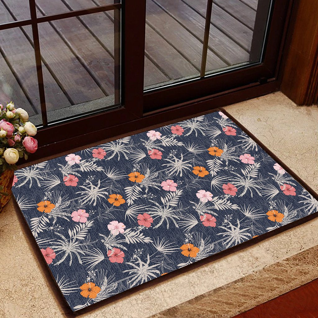 Tropical Grey Hawaii Door Mat Door Mat Black - Polynesian Pride