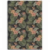 Tropical Hibiscus Monstera Leaf Area Rug - AH Luxurious - Polynesian Pride