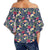 Tropical Hibiscus Red And Plumeria White Women's Off Shoulder Wrap Waist Top - AH - Polynesian Pride